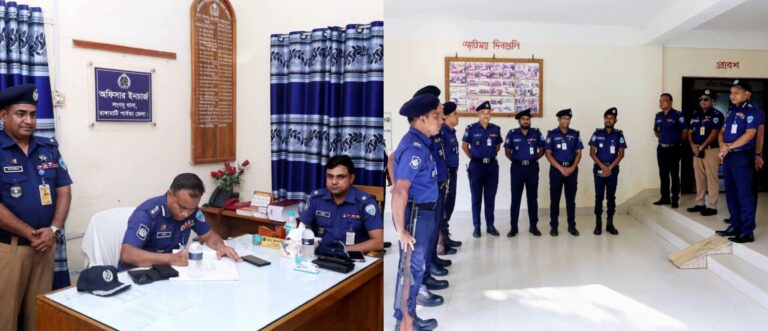 লংগদু থানা ও দুই পুলিশ ফাঁড়ি পরিদর্শন করলেন রাঙামাটির পুলিশ সুপার