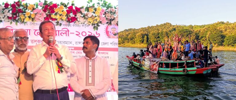 কর্ণফুলীর জলে প্রতিমা বিসর্জন, বিদায়ের সুরে শেষ দুর্গোৎসব